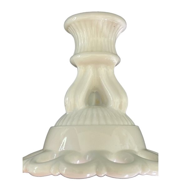 Candlestick Holder Set Vintage Westmoreland Milk Glass Doric Open Lace 4.25" - Picture 8 of 8